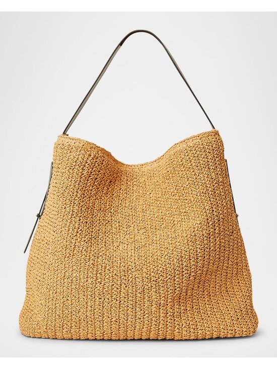 BTB LOS ANGELES Florent Raffia Hobo Bag in Tan Black Raffia Tote Handbag Purse - Picture 8 of 8